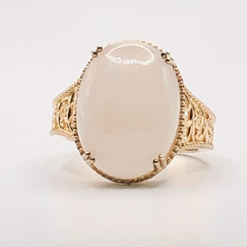 JTV white Moonstone ring…14 k Gold over 925 silver